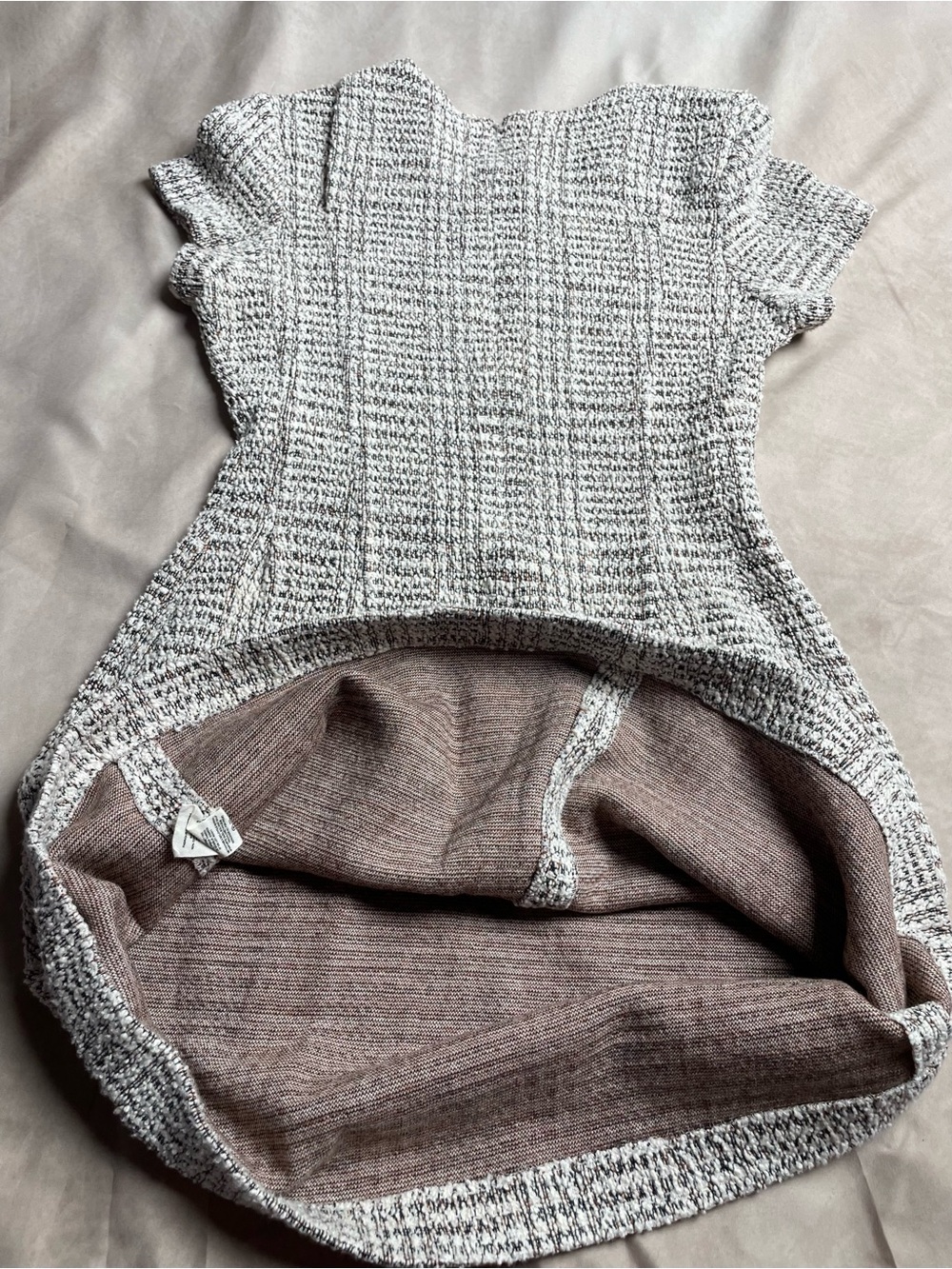 Theory Ivory and Black Tweed Short-Sleeve Fit & Flare Dress - Picture 11 of 13